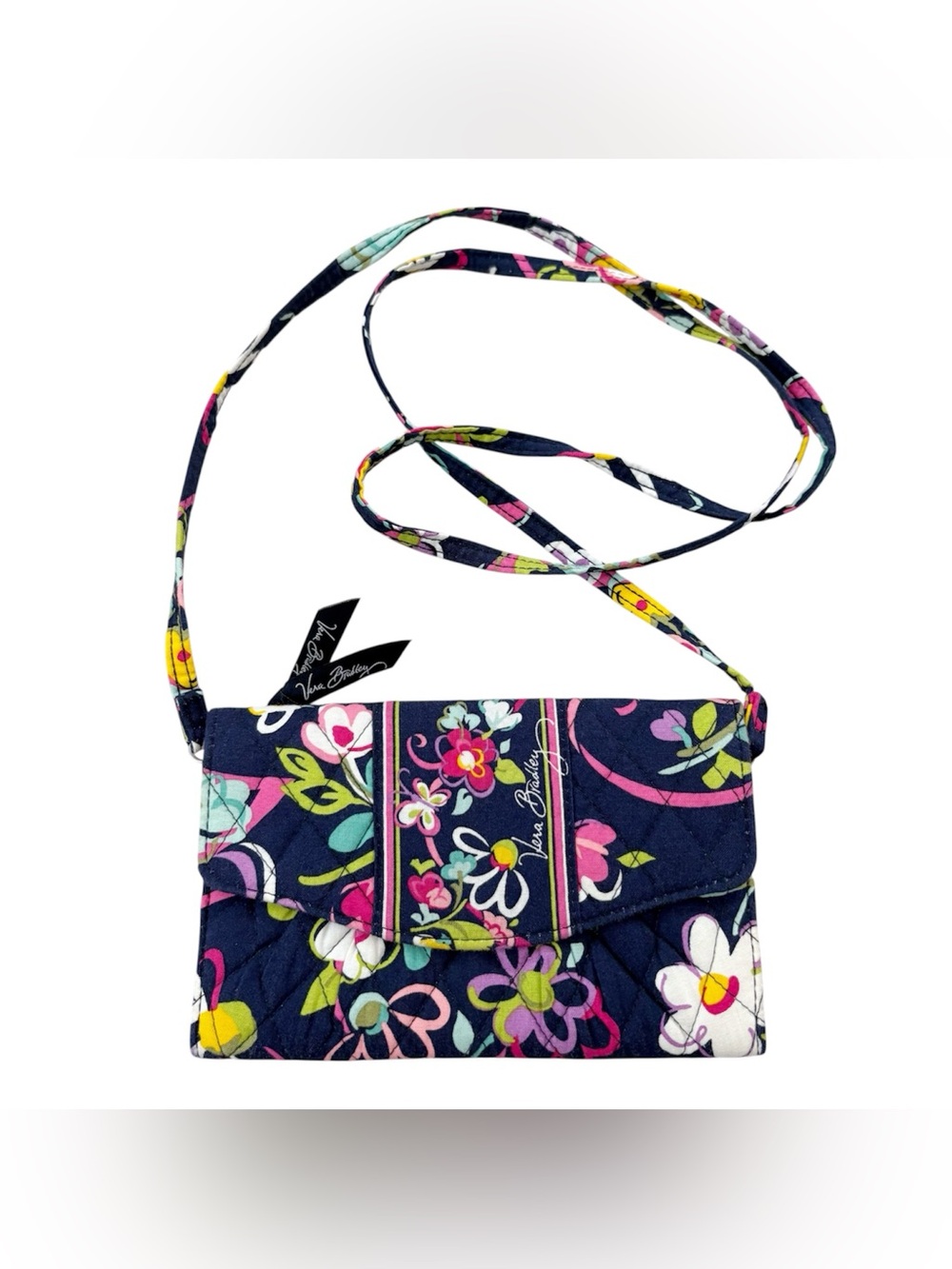Vera Bradley Ribbons Trifold Crossbody Wallet